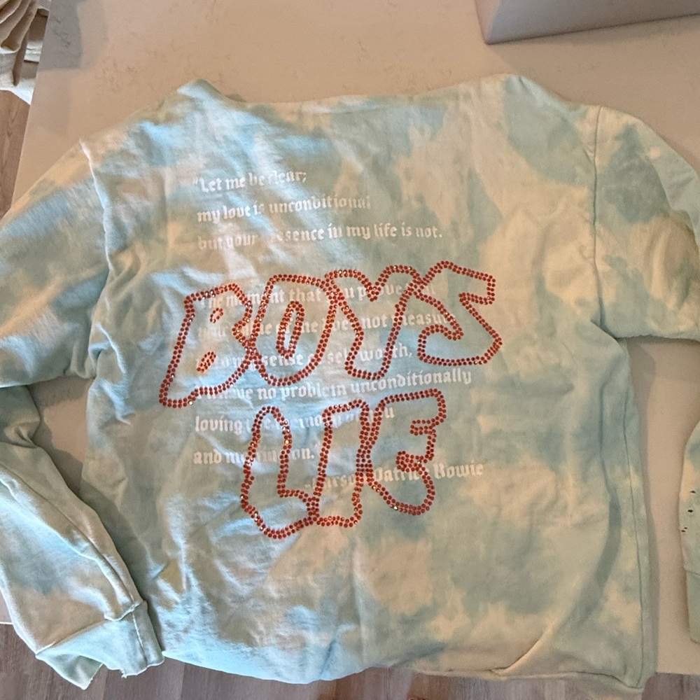 Boys Lie Cloudy Sweatshirt with Red Crystals